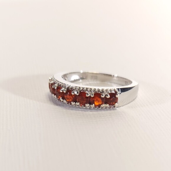 Fire Opal Band Ring Size 6 - Picture 5 of 13